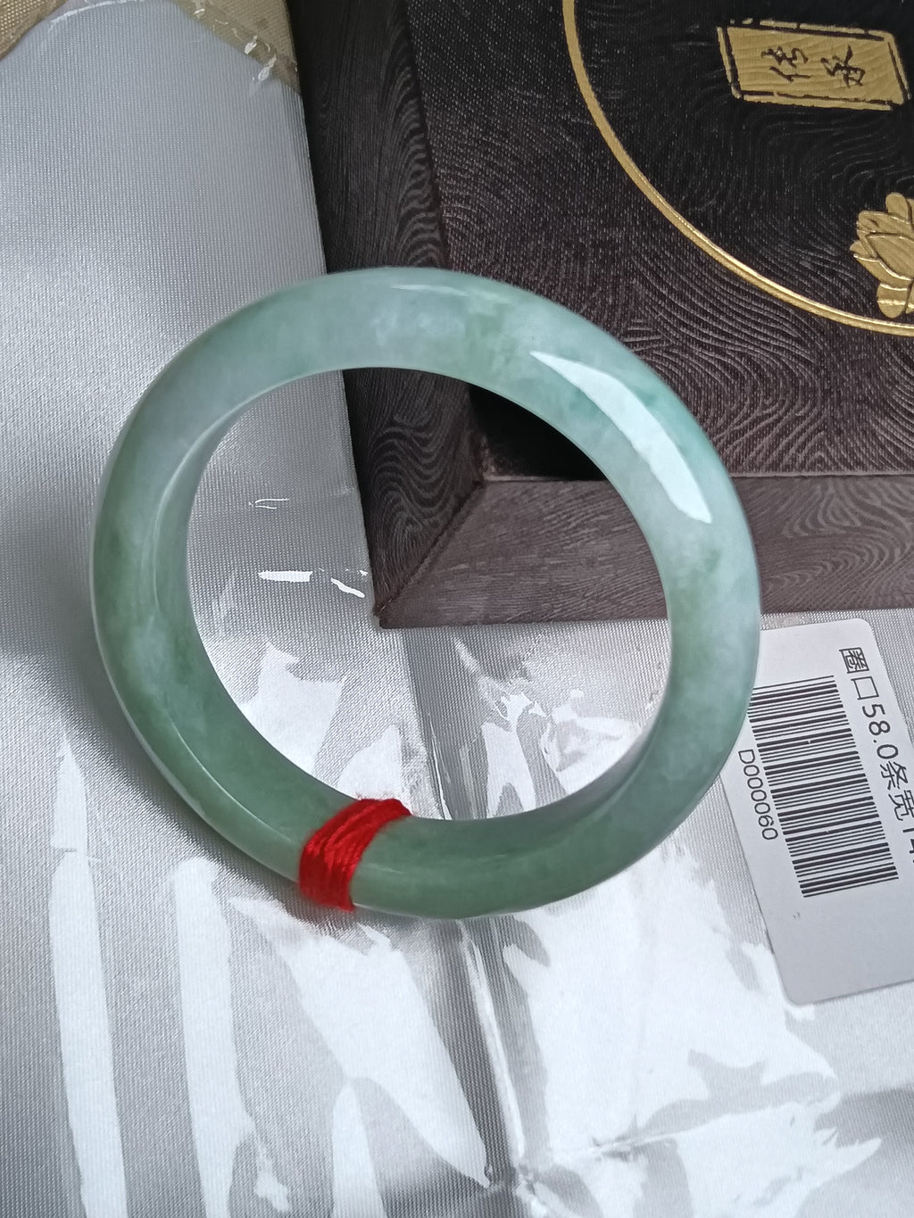 Full Apple Green Even color Nature Type-A Jadeite Bangles (Size:58mm)