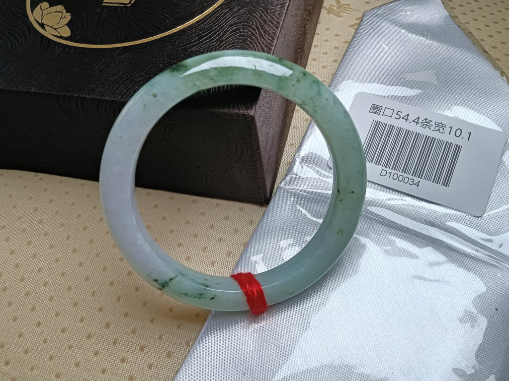 Trasparent Green mixed LavenderBurmese JGIA Certified Jadeite Bangle (Size:54-55mm)