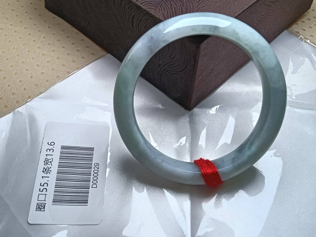 Apple Green mixed Lavender Burmese Jadeite Bracelet with Certificate (Size:54-55mm)