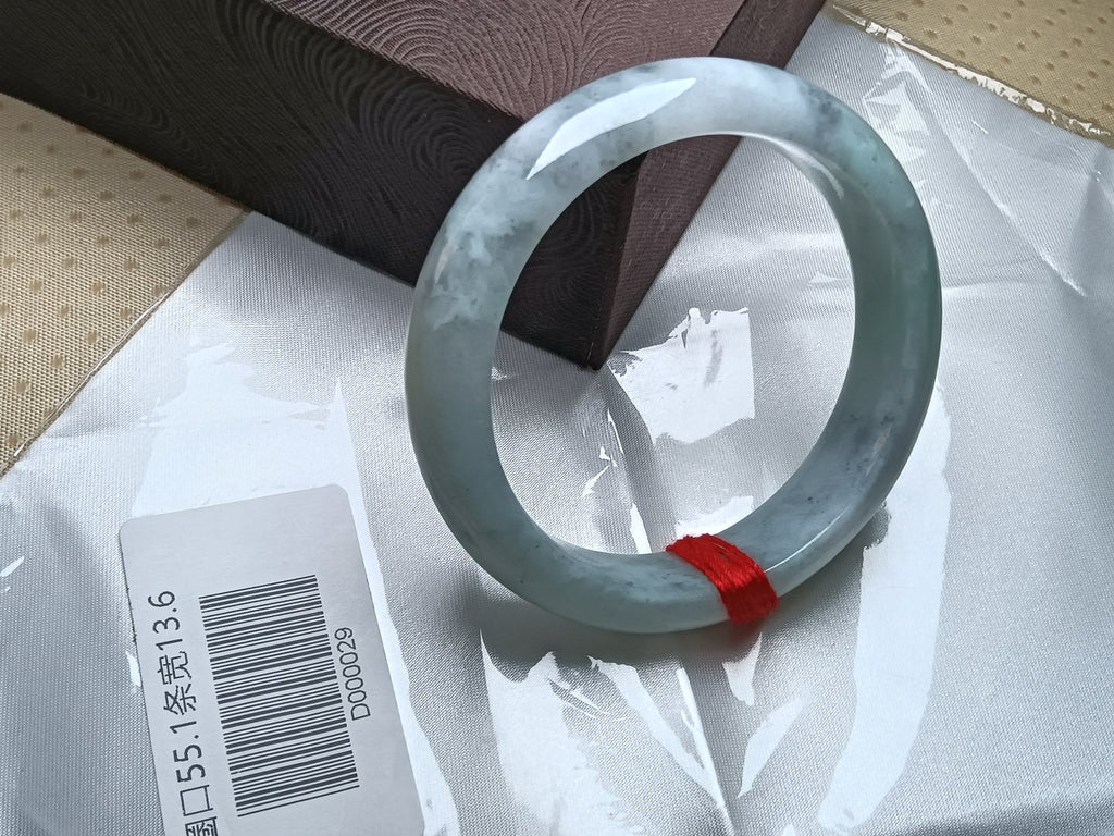 Apple Green mixed Lavender Burmese Jadeite Bracelet with Certificate (Size:54-55mm)