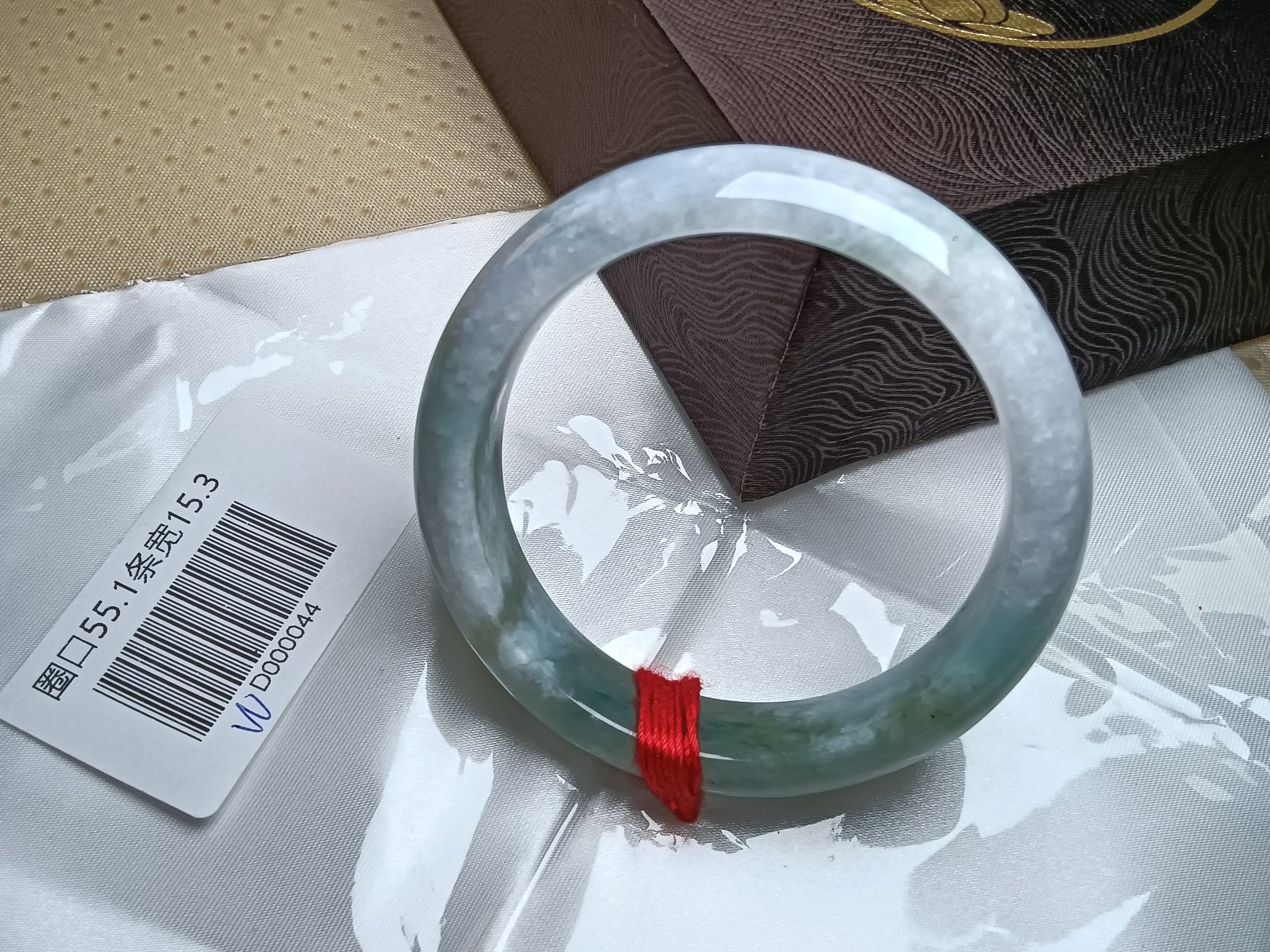 Apple Green mixed Lavender Burmese Jadeite Bracelet with Certificate (Size:54-55mm)