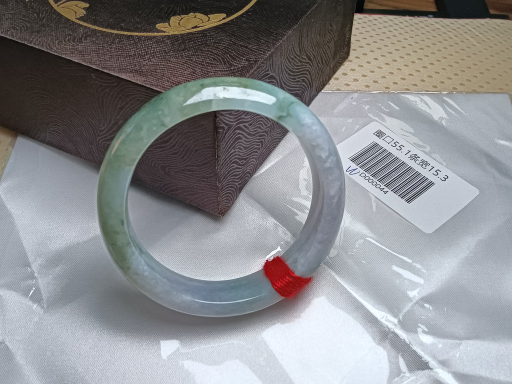 Apple Green mixed Lavender Burmese Jadeite Bracelet with Certificate (Size:54-55mm)