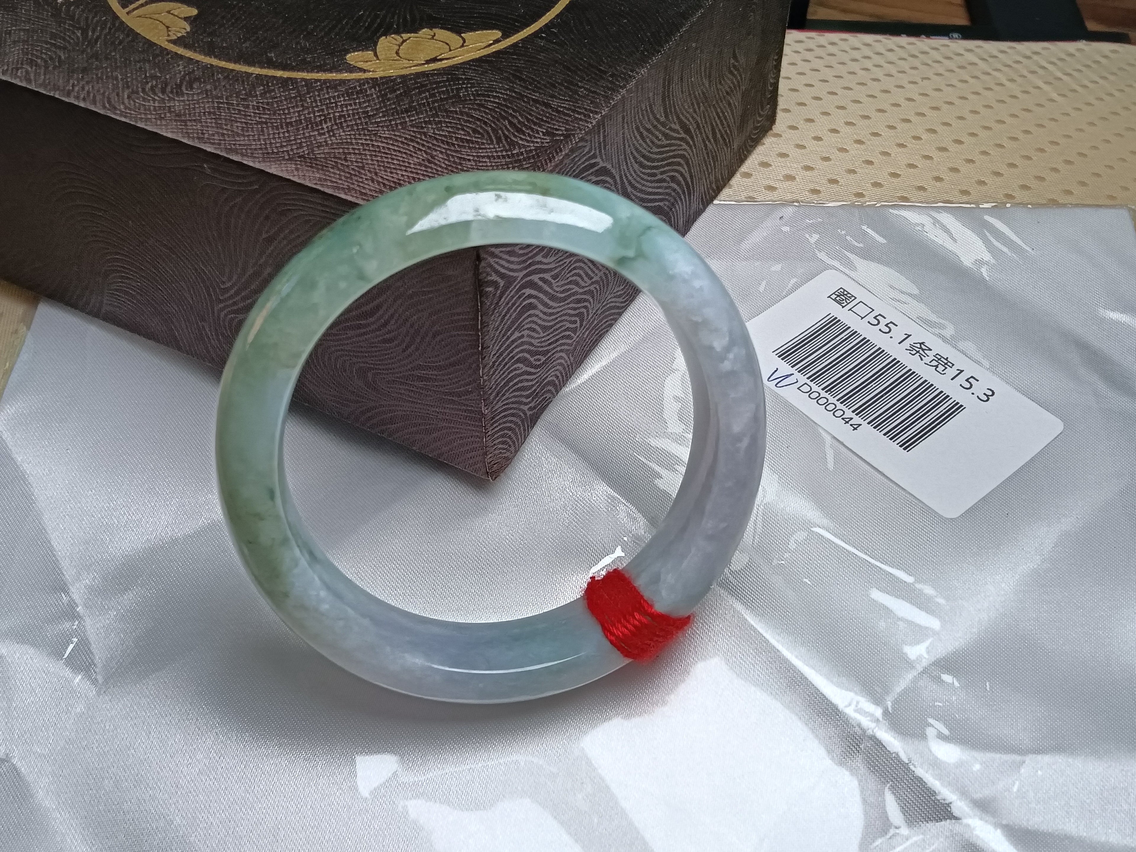 Apple Green mixed Lavender Burmese Jadeite Bracelet with Certificate (Size:54-55mm)