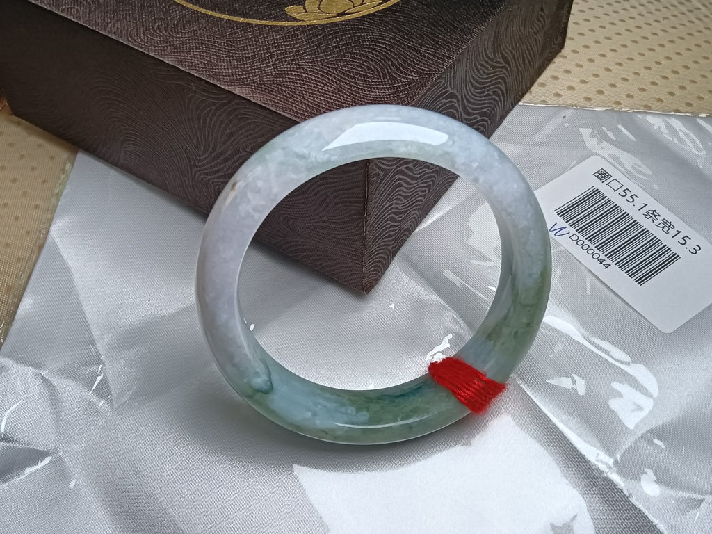 Apple Green mixed Lavender Burmese Jadeite Bracelet with Certificate (Size:54-55mm)