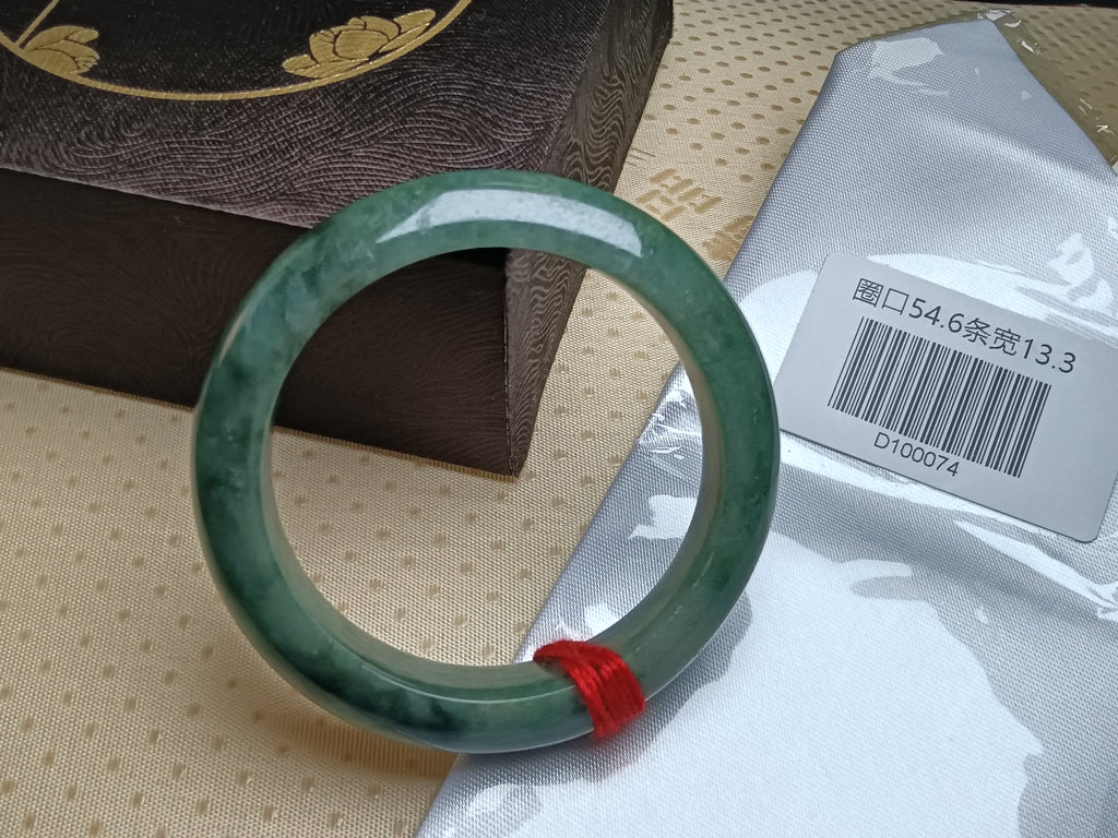 Watery Full Apple Green Nature Type-A Jadeite Bangles (Size:54-55mm)
