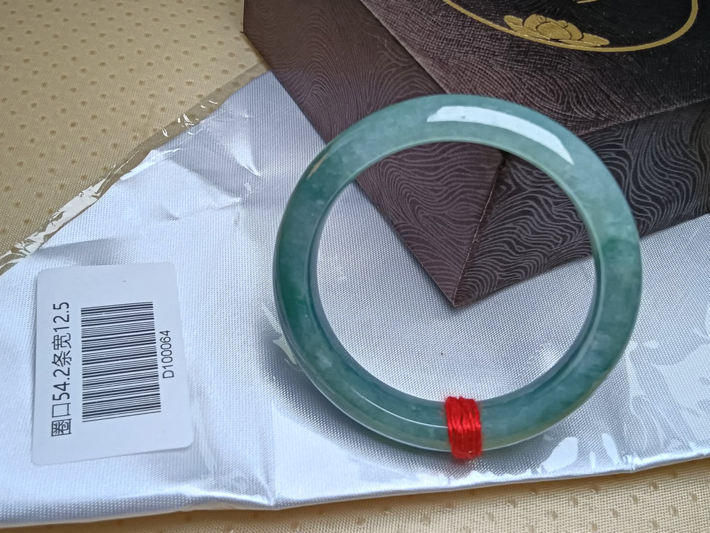 Watery Full Apple Green Nature Type-A Jadeite Bangles (Size:54-55mm)