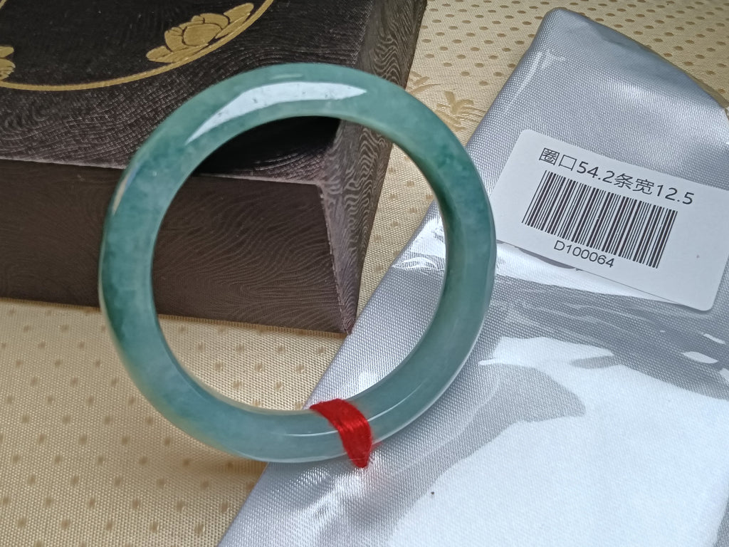 Watery Full Apple Green Nature Type-A Jadeite Bangles (Size:54-55mm)