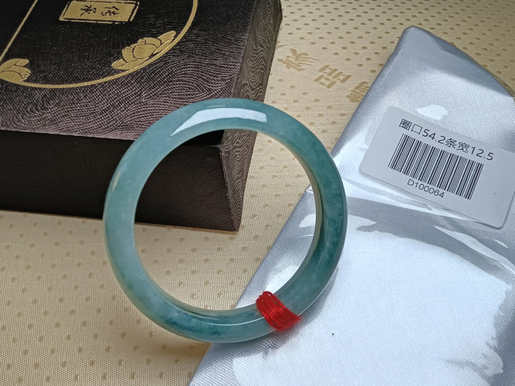 Watery Full Apple Green Nature Type-A Jadeite Bangles (Size:54-55mm)
