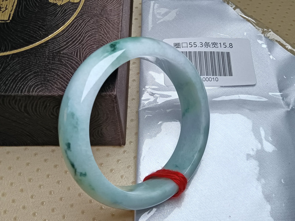 Lavender&Green with Floating Flower Burmese JGIA Certified Jadeite Bangle (Size:55-56mm)