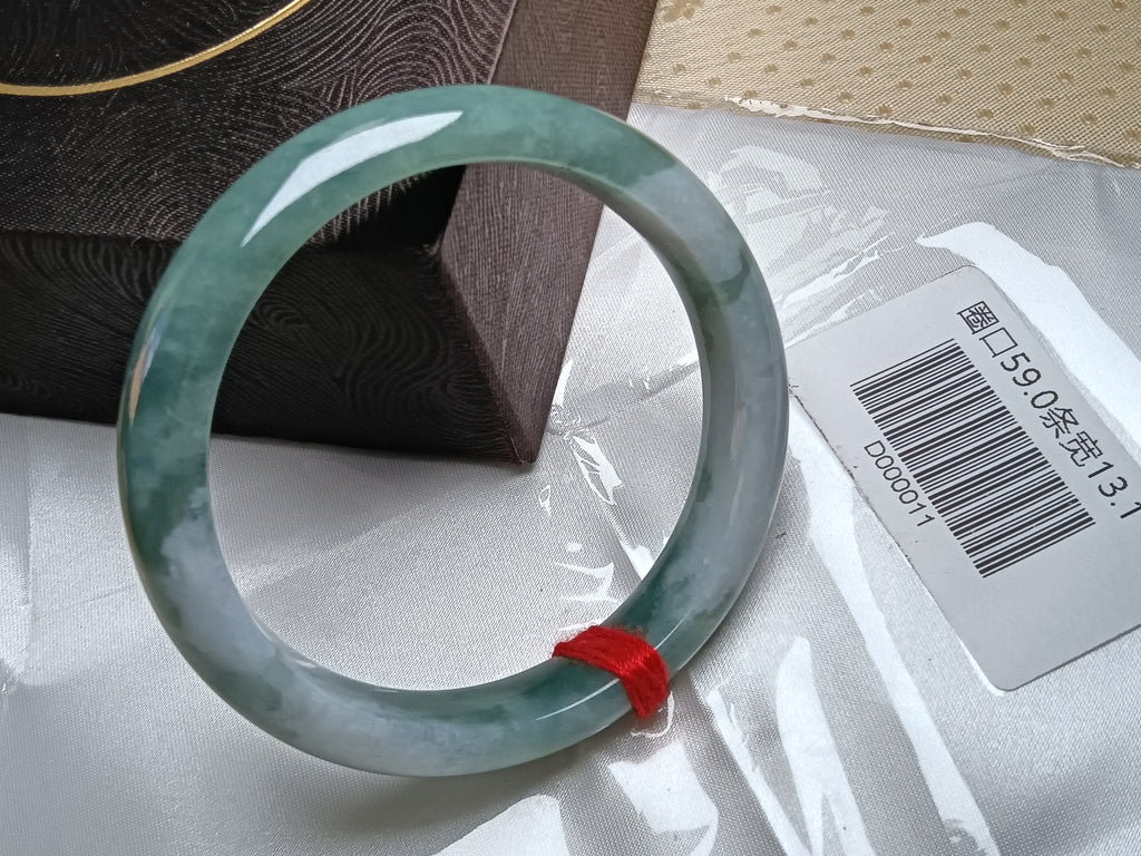 Natural Burmese Type-A Full Light Apple Green Jadeite Bangles (Size59-60mm)