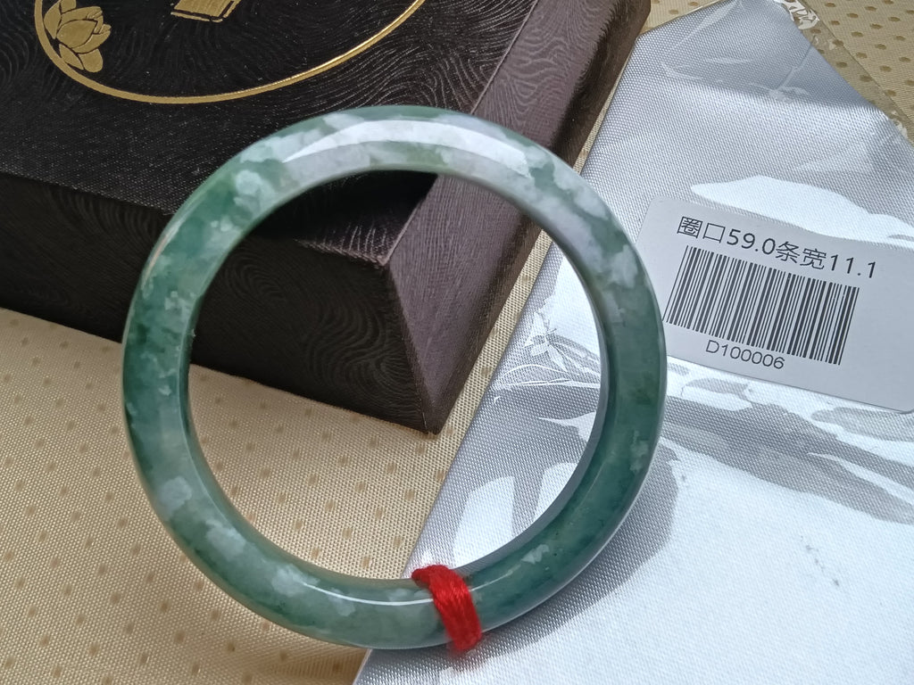 Natural Burmese Type-A Full Light Apple Green Jadeite Bangles (Size59-60mm)