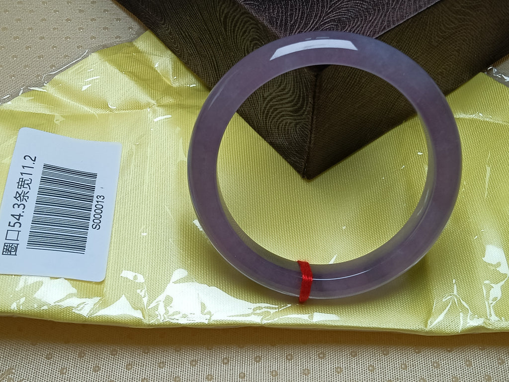 Pure Icy Lavender Natural Burmess Type-A Jadeite Bangles (Size:54.3mm) #S013