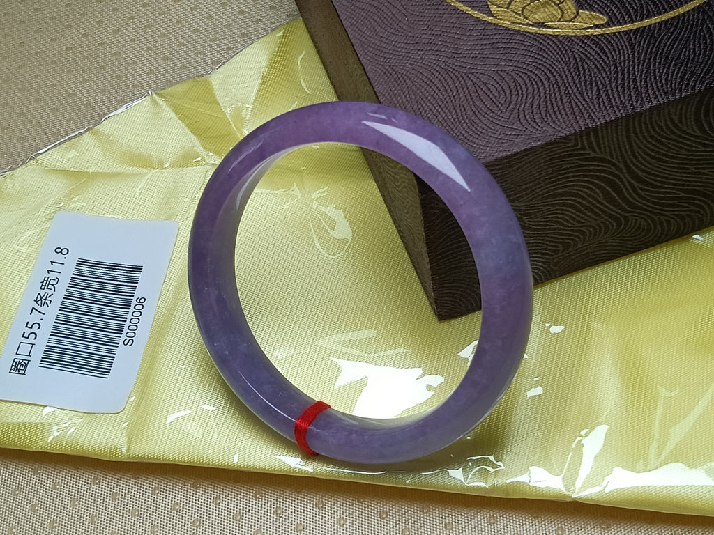 Clear Icy Full Lavender Natural Burmess Type-A Jadeite Bangles (Size:55-56mm) #S006