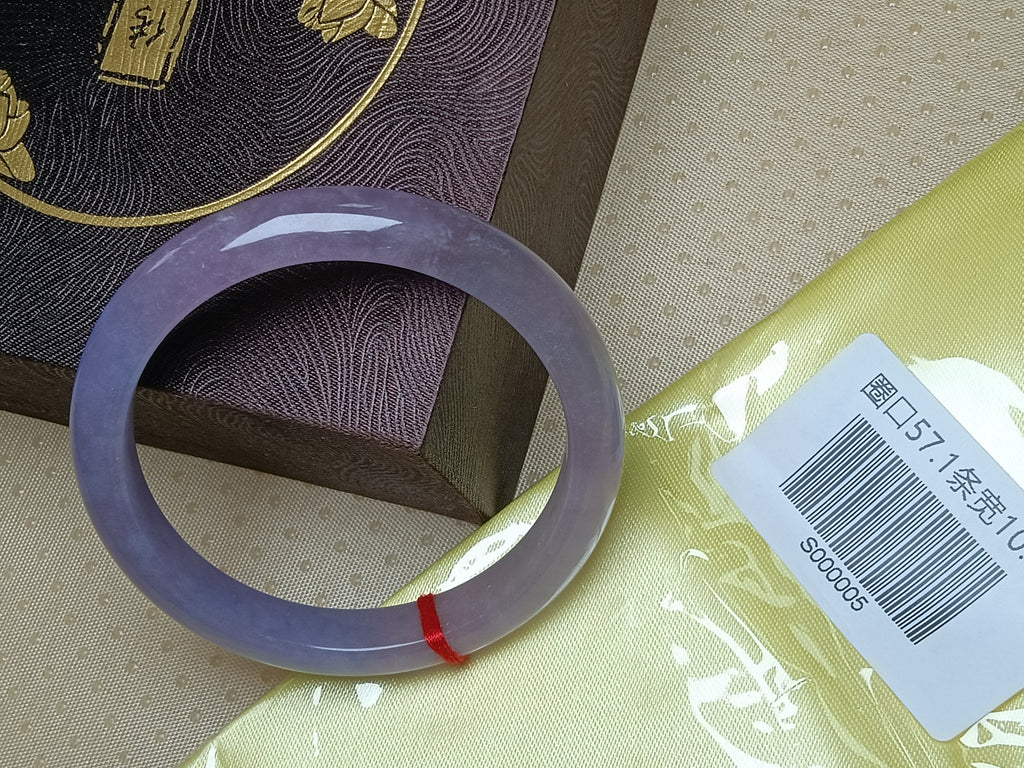 Buttery Full Lavender Natural Burmess Type-A Jadeite Bangles (Size:56-57mm) #S005