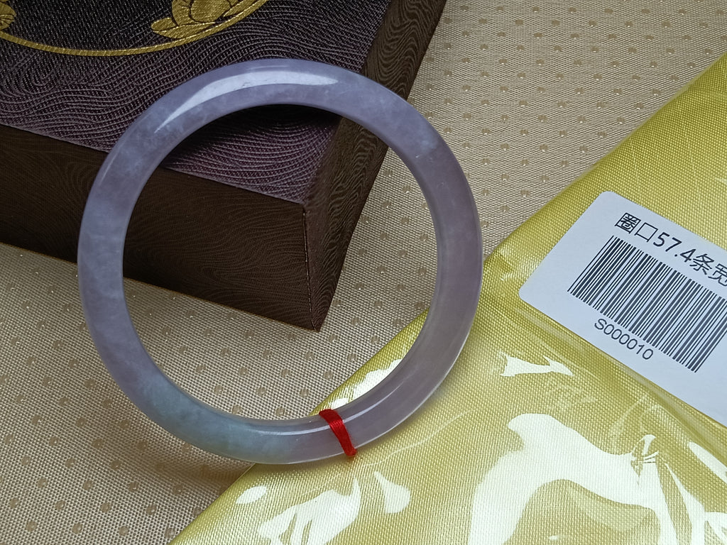 Smooth Transparent Lavender Natural Burmess Type-A Jadeite Bangles (Size:56-57mm) #S010