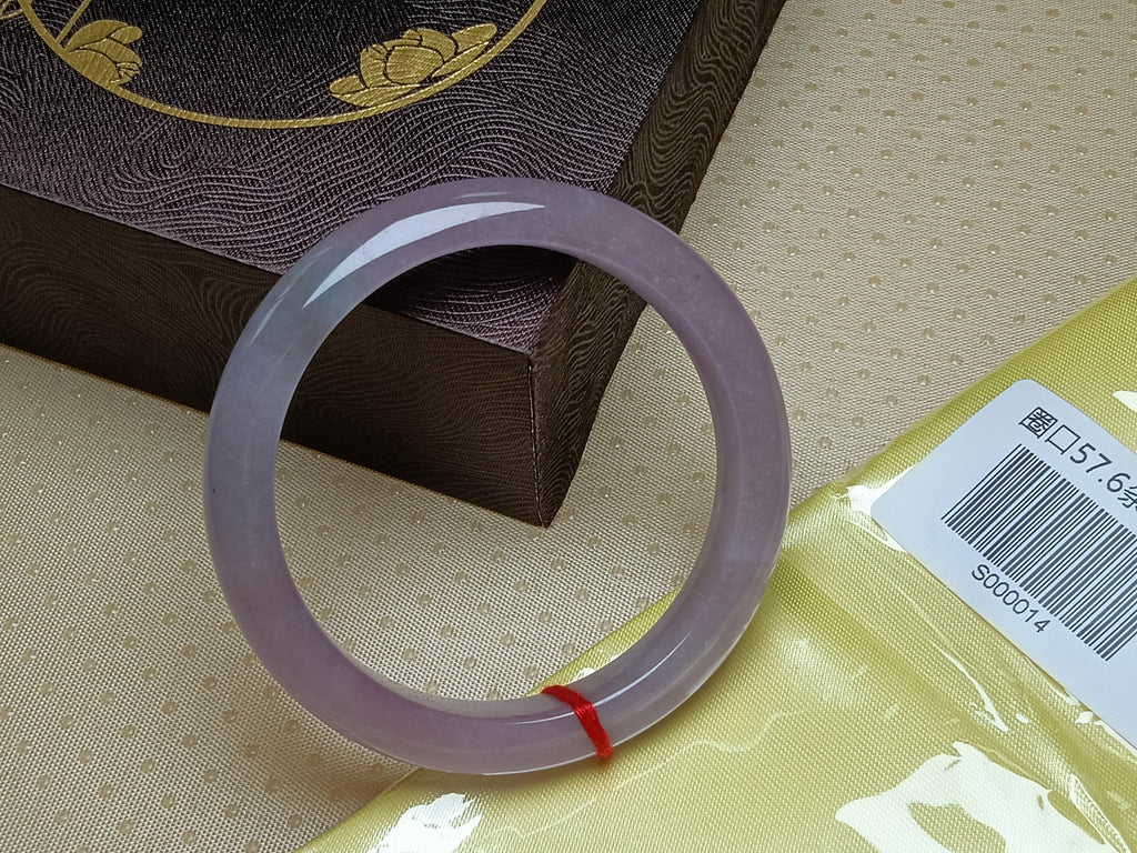 Transparent & Clear Lavender Natural Burmess Type-A Jadeite Bangles (Size:57-58mm) #S014