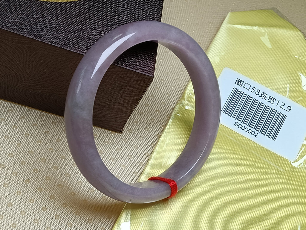 Icy & Watery Lavender Natural Burmess Type-A Jadeite Bangles (Size:58mm) #S002