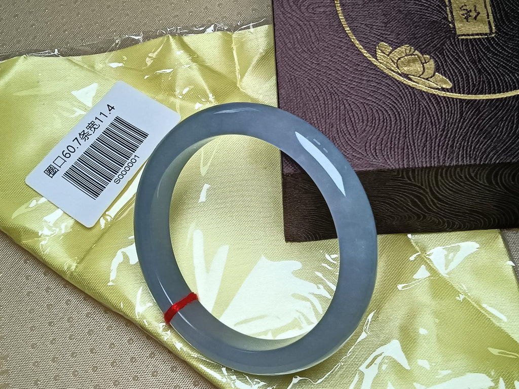Ice Blue Green Even Color Burmess Grade A Jadeite Bracelets (Size:60-61mm) #S001