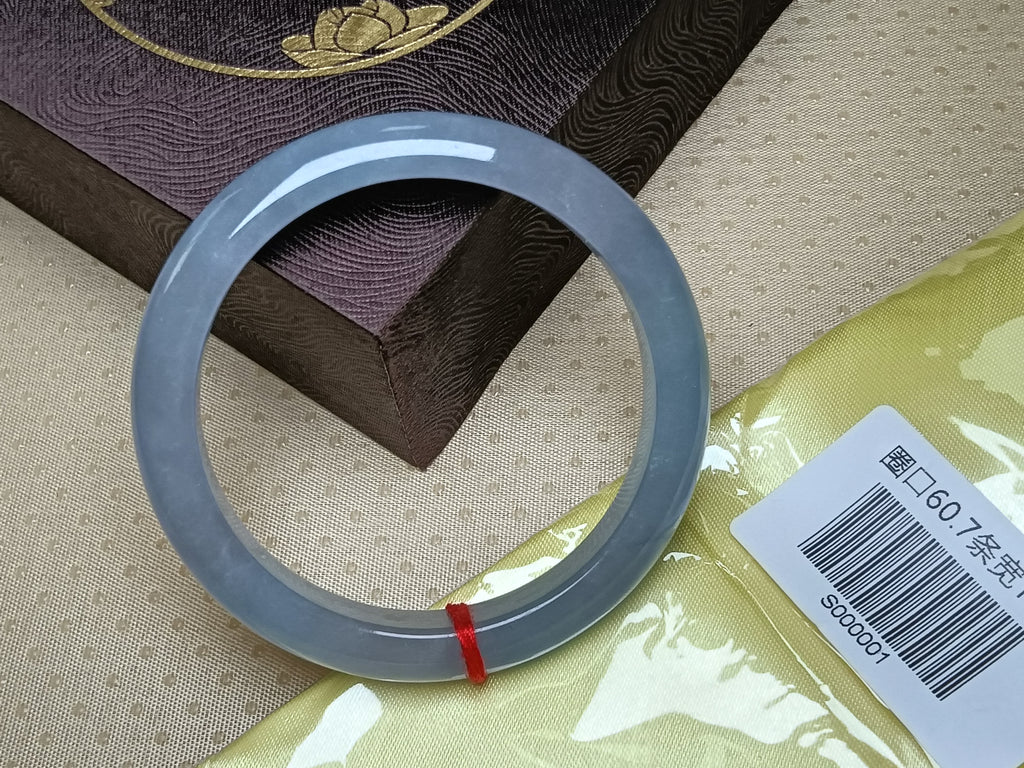 Ice Blue Green Even Color Burmess Grade A Jadeite Bracelets (Size:60-61mm) #S001