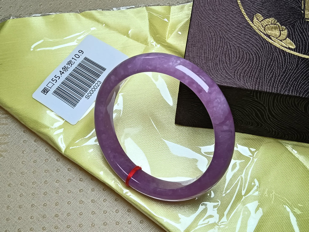 Watery Vibrant Lavender Natural Burmess Type-A Jadeite Bangles (Size:55-56mm) #S023