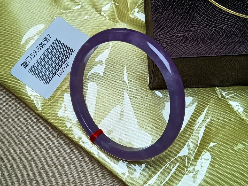 Shiny Transparent  Lavender Natural Burmess Type-A Jadeite Bangles (Size:59-60mm) #S021
