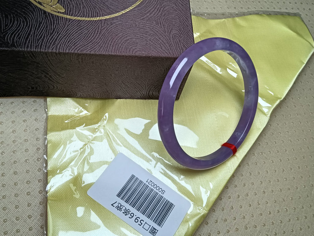 Shiny Transparent  Lavender Natural Burmess Type-A Jadeite Bangles (Size:59-60mm) #S021