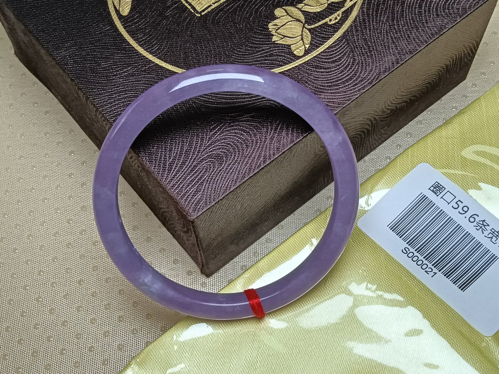 Shiny Transparent  Lavender Natural Burmess Type-A Jadeite Bangles (Size:59-60mm) #S021