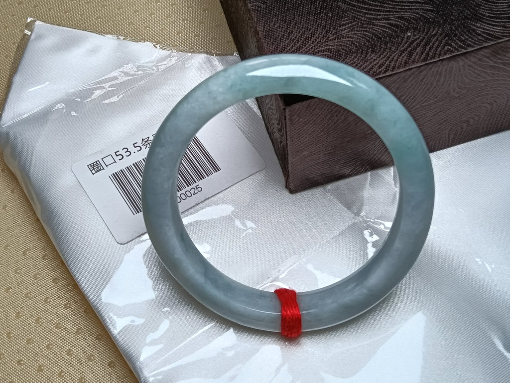 Light Lavender&Green Burmese Jadeite Bracelet with Certificate (Size:53-54mm)