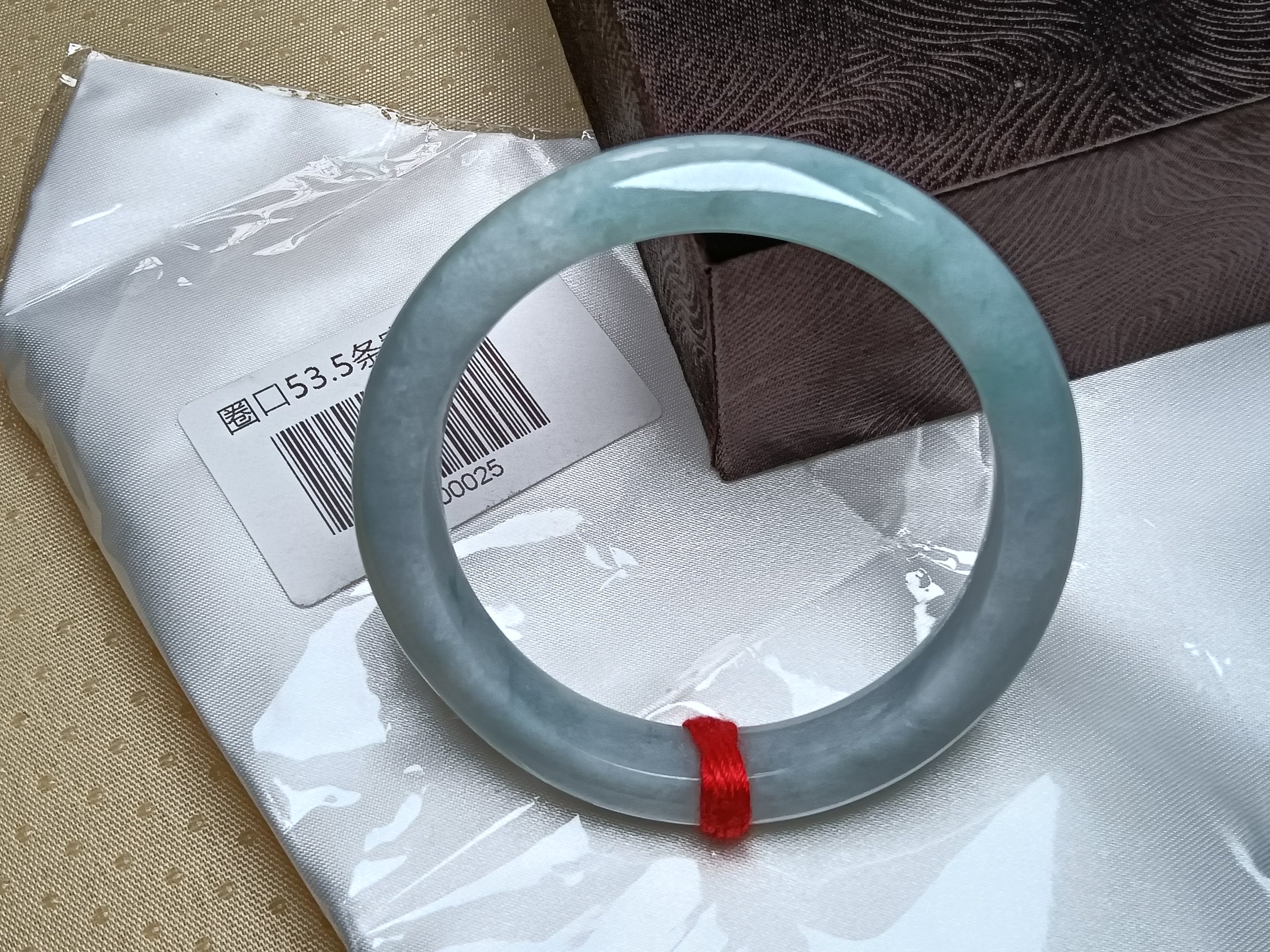 Light Lavender&Green Burmese Jadeite Bracelet with Certificate (Size:53-54mm)