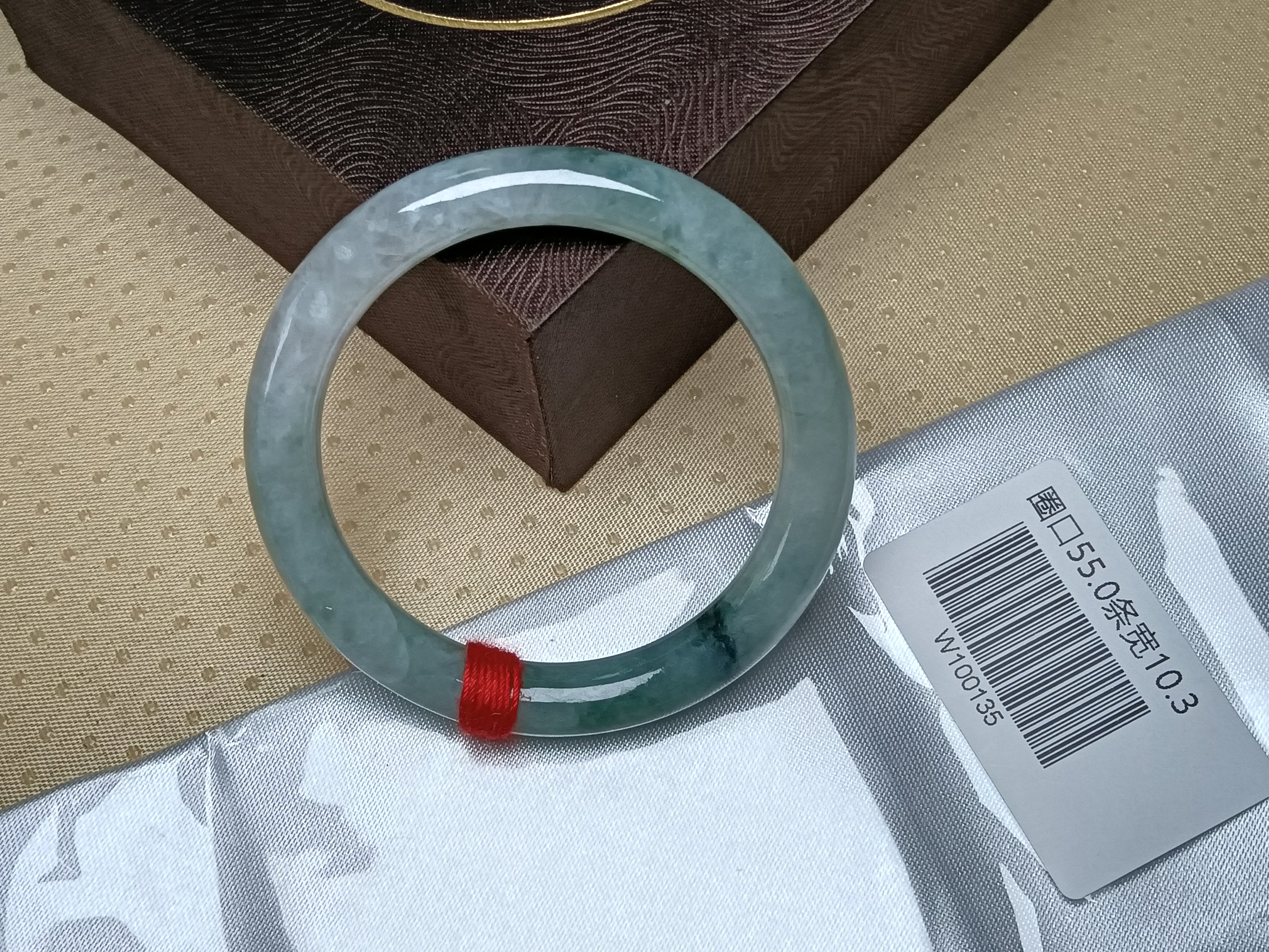 Full Light Green with Floating Flower Nature Type-A Jadeite Bangles (Size:55mm) #W135