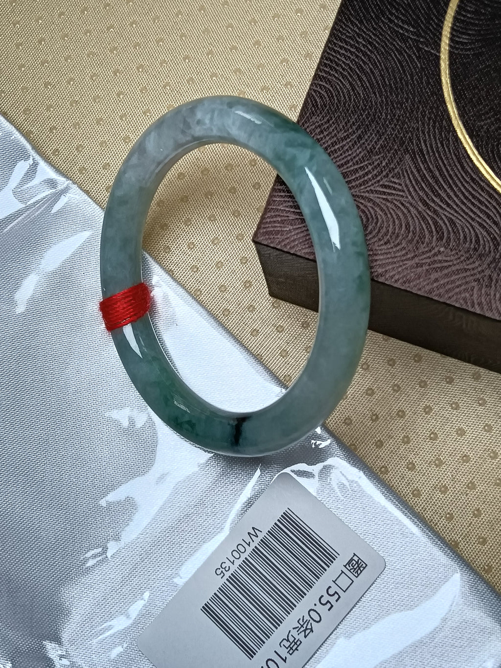 Full Light Green with Floating Flower Nature Type-A Jadeite Bangles (Size:55mm) #W135