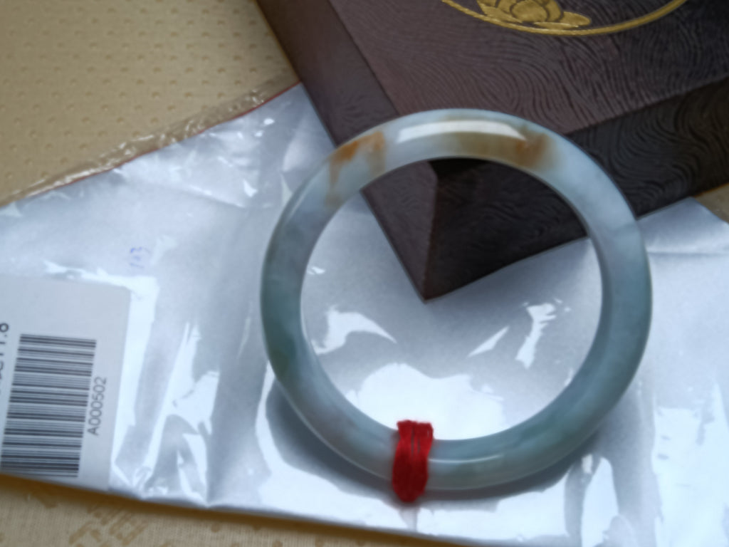 Spring Color Lavender &Green with Floating Flower Nature Type-A Jadeite Bangles (Size:58-59mm)