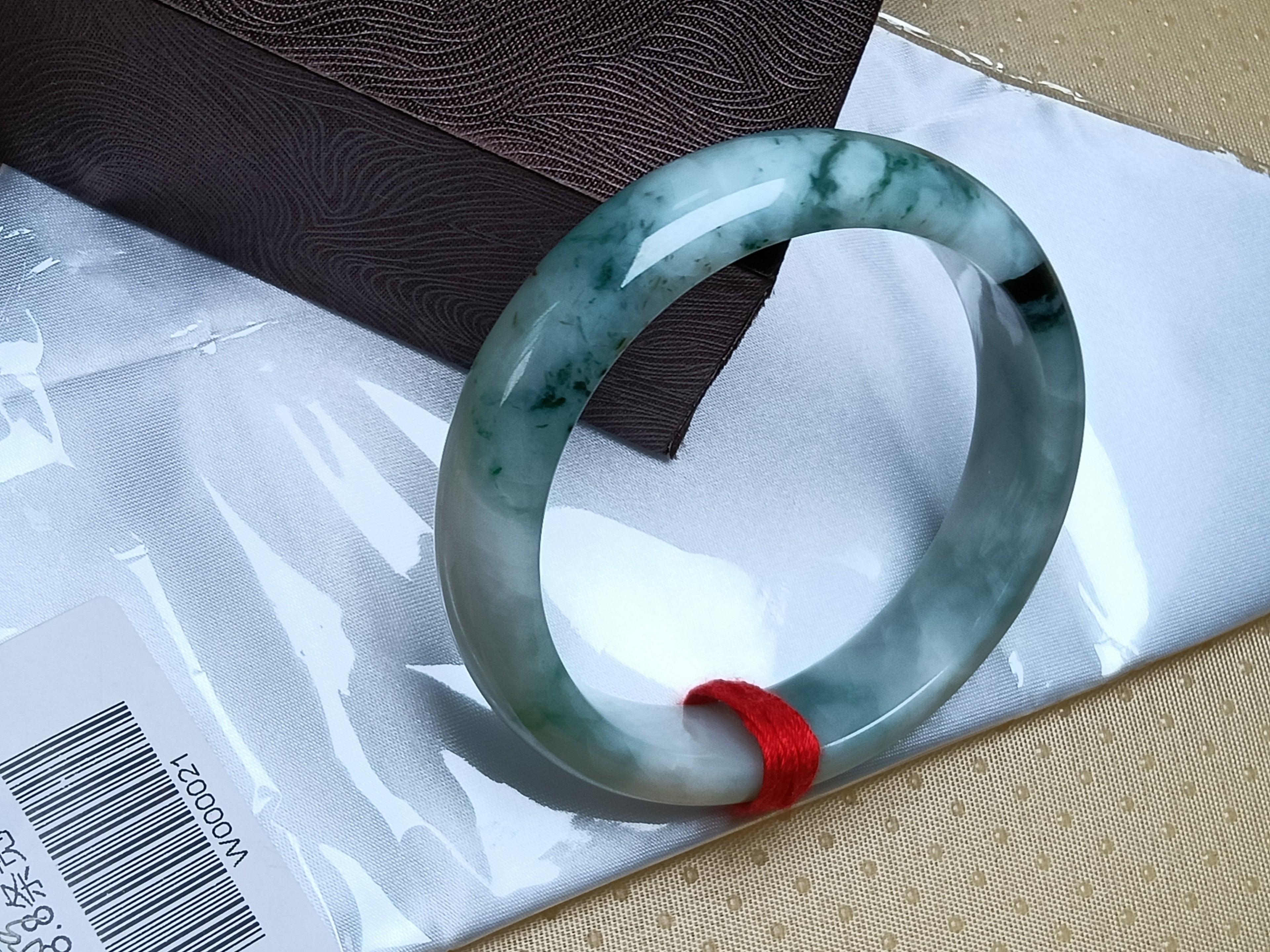 Light Green with Floating Flower Nature Type-A Jadeite Bangles (Size:59mm)