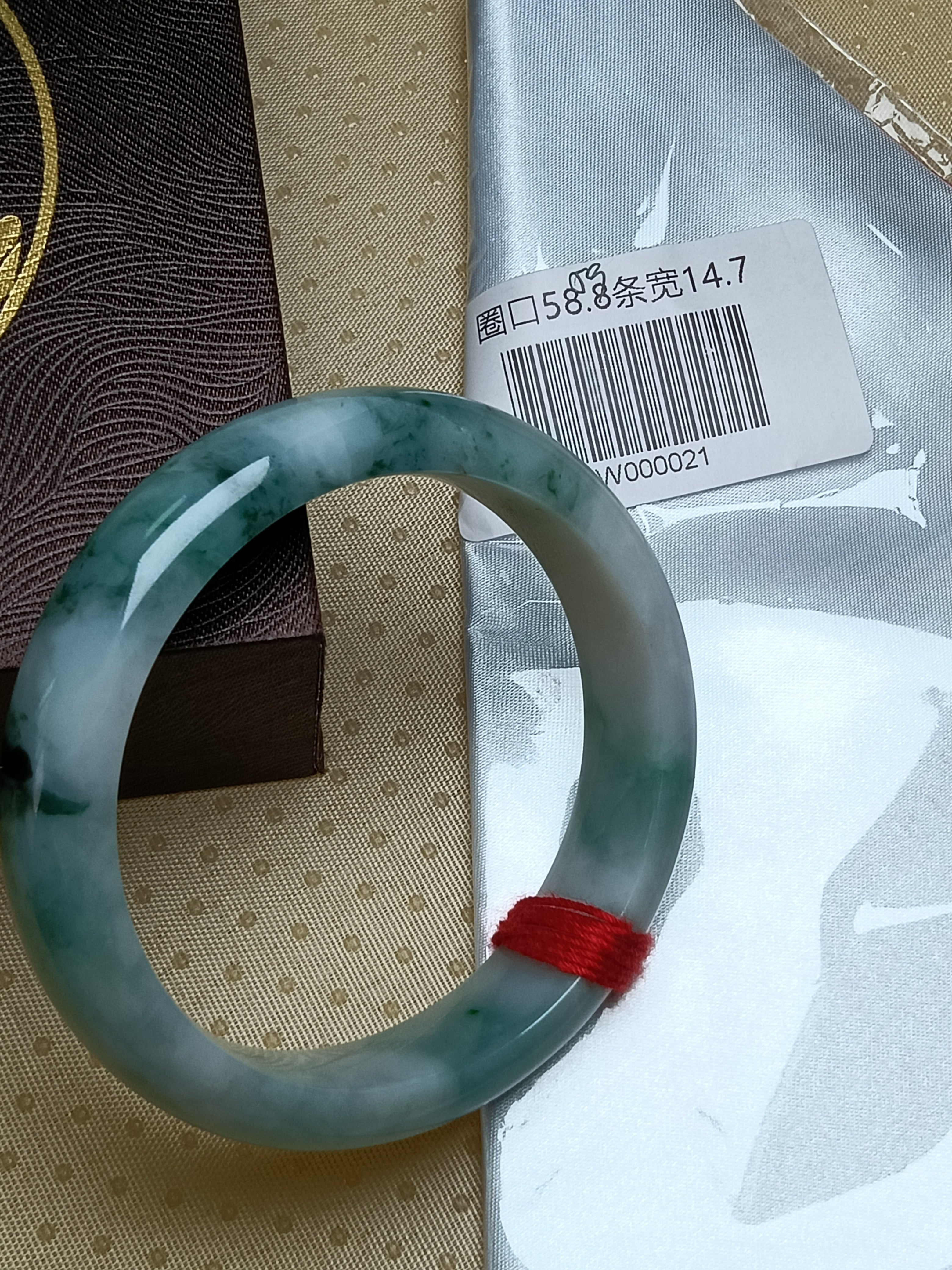 Light Green with Floating Flower Nature Type-A Jadeite Bangles (Size:59mm)