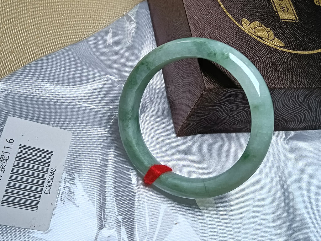Icy Full Apple Green Nature Type-A Jadeite Bangles (Size:54-55mm)