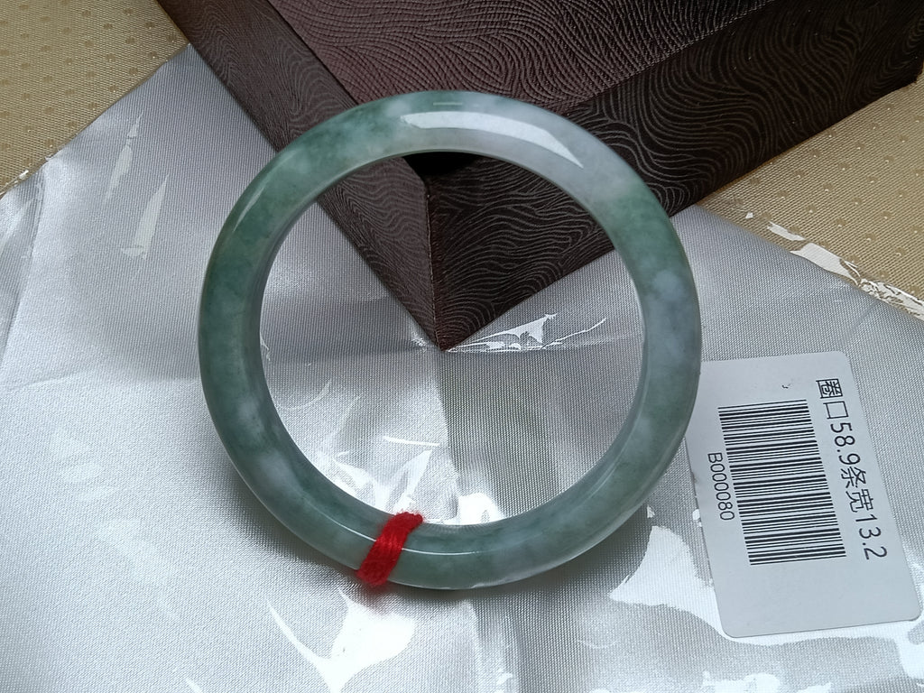 Watery Full Apple Green Nature Type-A Jadeite Bangles (Size:58-59mm)