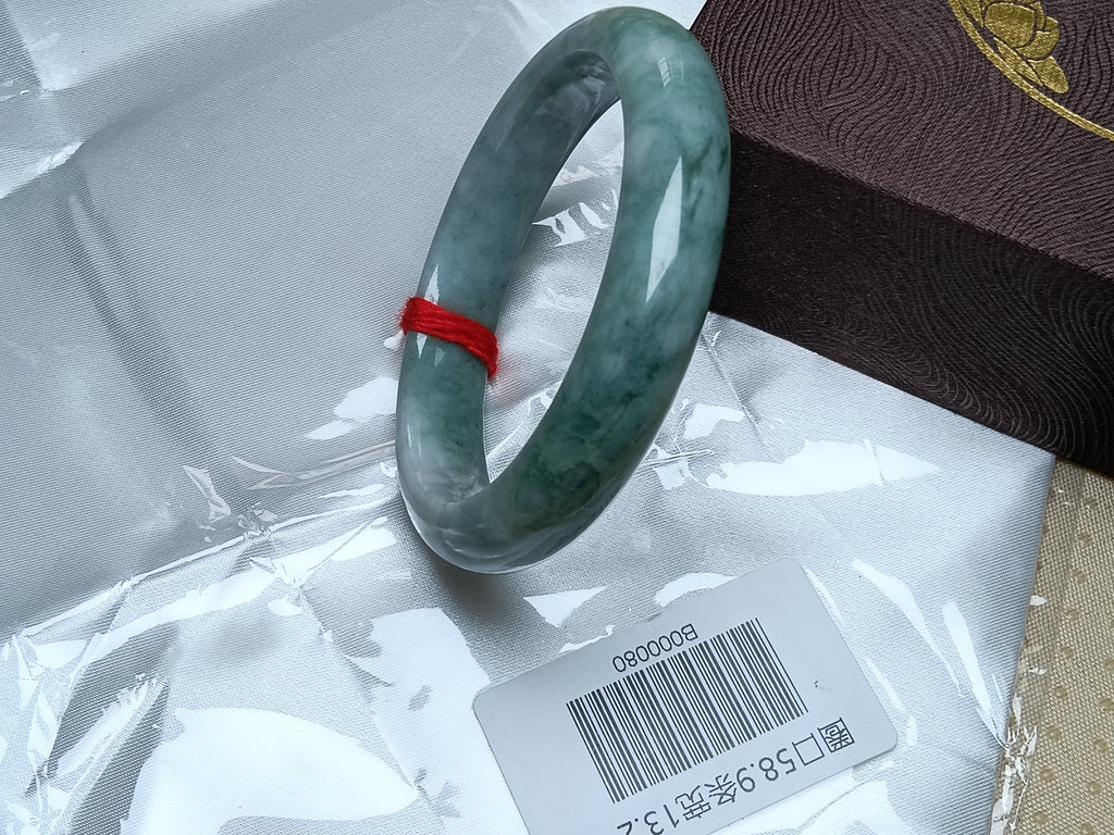 Watery Full Apple Green Nature Type-A Jadeite Bangles (Size:58-59mm)