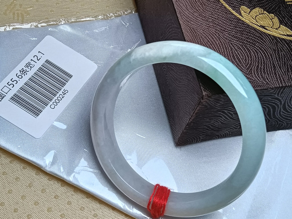 Light Lavender Natural Jadeite Type A Jade Bangle (Size:55-56mm)