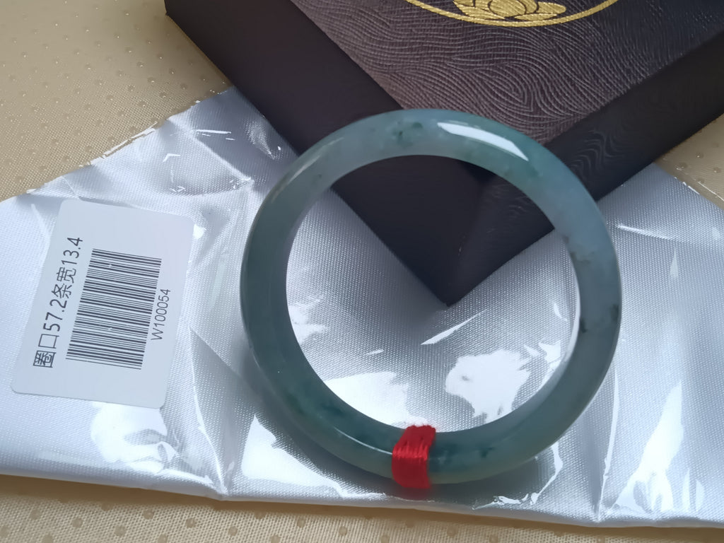 Full Green Burmese JGIA Certified Jadeite Bangle (Size:56-58mm) #W054