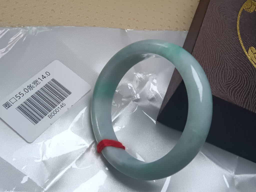 Watery Light Apple Green Burmese JGIA Certified Jadeite Bangle (Size:54-55mm)