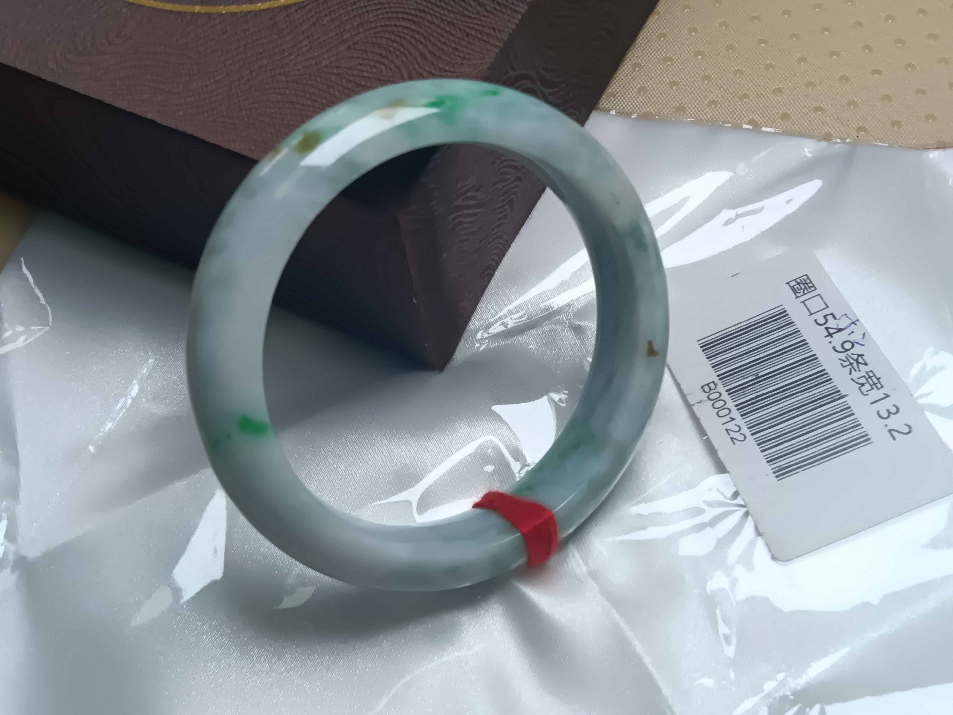 Bluesh Green with Flowing Flower Burmese JGIA Certified Jadeite Bangle (Size:54-55mm)