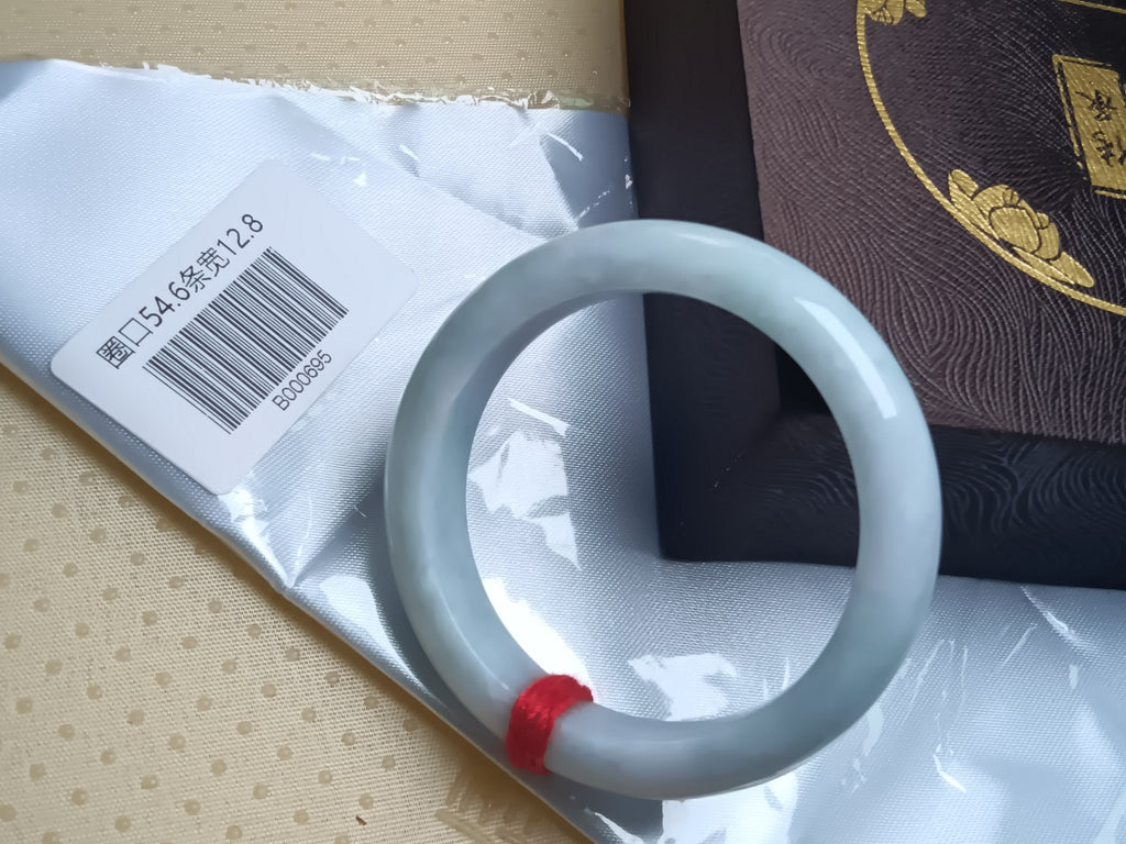 Watery Light Apple Green Burmese JGIA Certified Jadeite Bangle (Size:54-55mm)