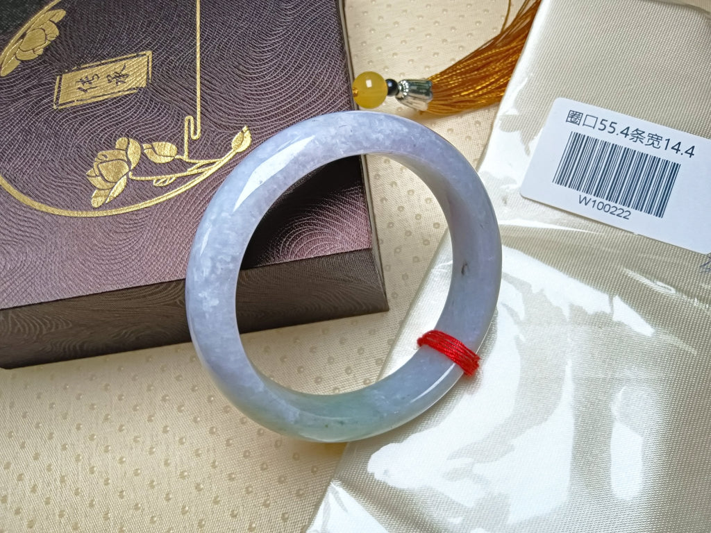 Apple Green & Lavender Spring Color Burmess Jadeite Bracelet (Size:55 - 56mm) - Jadeite Ding