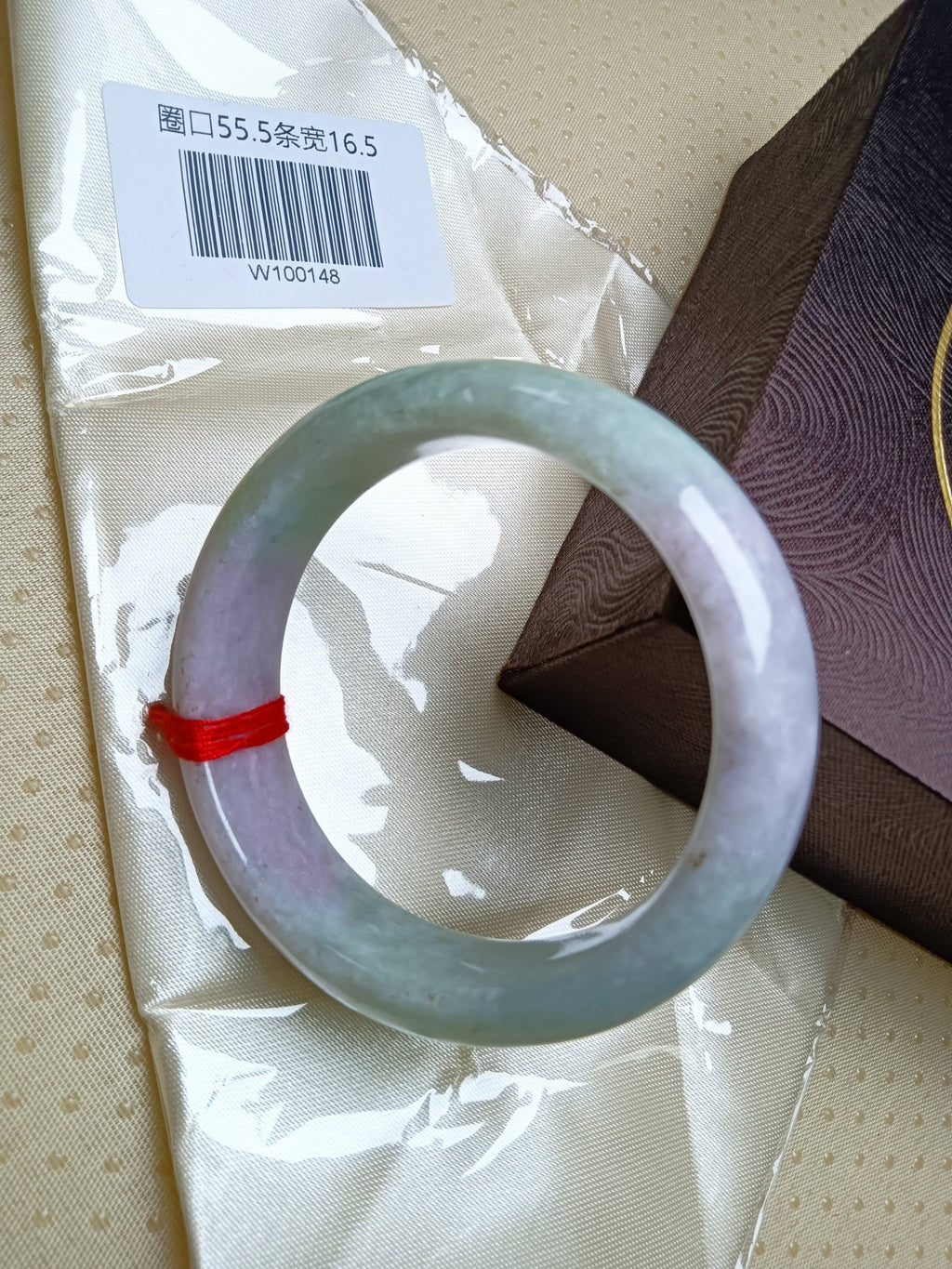 Apple Green & Lavender Spring Color Burmess Jadeite Bracelet (Size:55 - 56mm) - Jadeite Ding