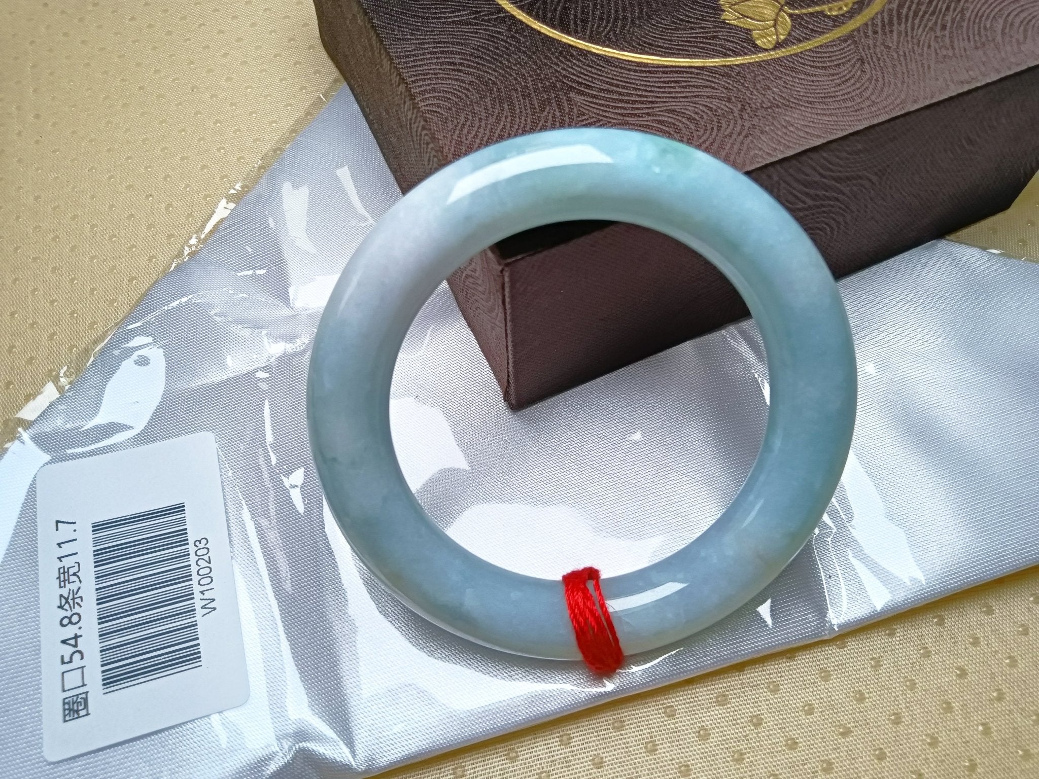 Icy Light Green & Apple Green Burmese Jadeite Bangle Bracelet (Size:54 - 55mm) - Jadeite Ding