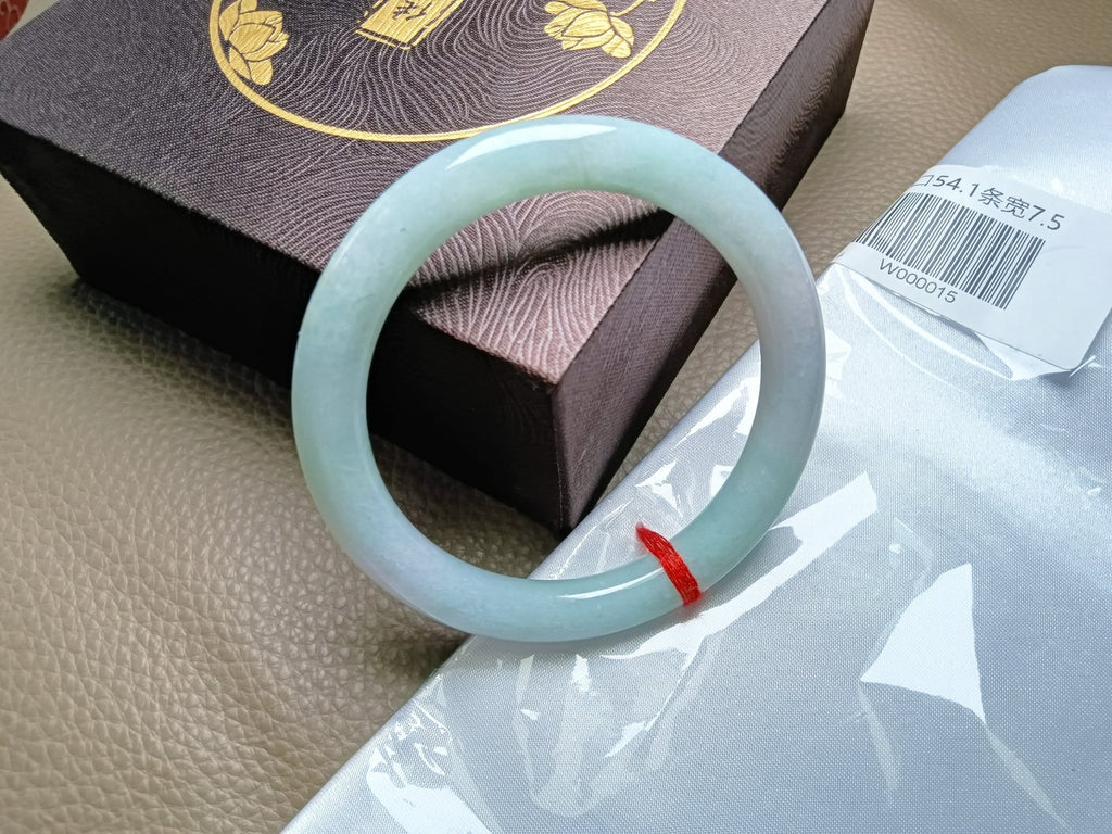 Icy Light Green & Apple Green Burmese Jadeite Bangle Bracelet (Size:54 - 55mm) - Jadeite Ding