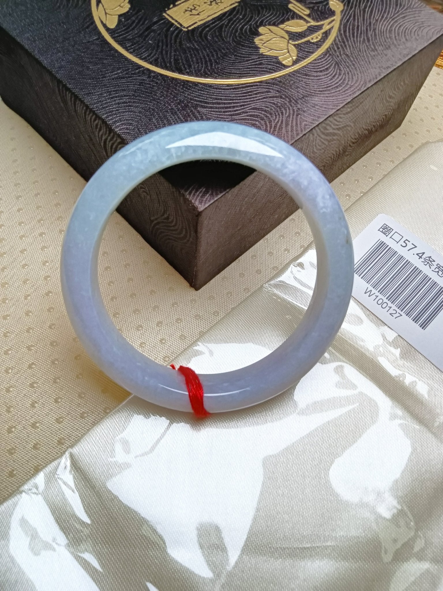 Lavender mixed Green Type A Jade Burmess Jadeite Bracelet (SIZE:57 - 58mm) - Jadeite Ding