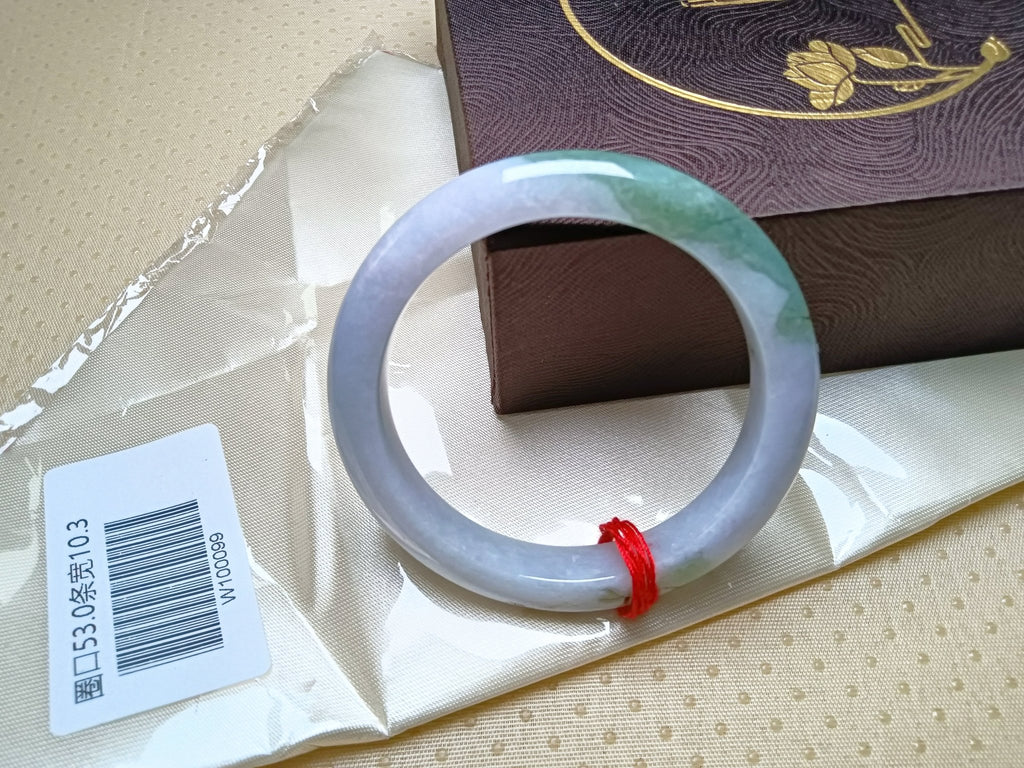 Light Green and Lavender Burmess Jadeite Bangle (Size:53mm) W099 - Jadeite Ding