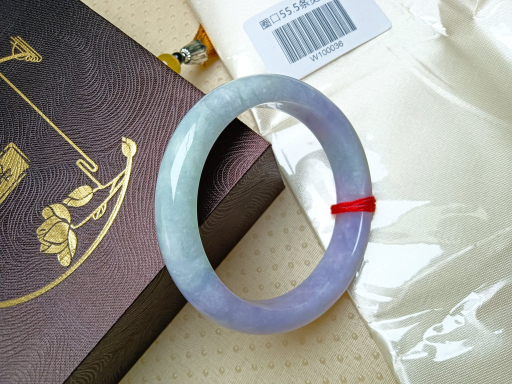 Light Green and Lavender Burmess Jadeite Bangle (Size:54 - 55mm) - Jadeite Ding