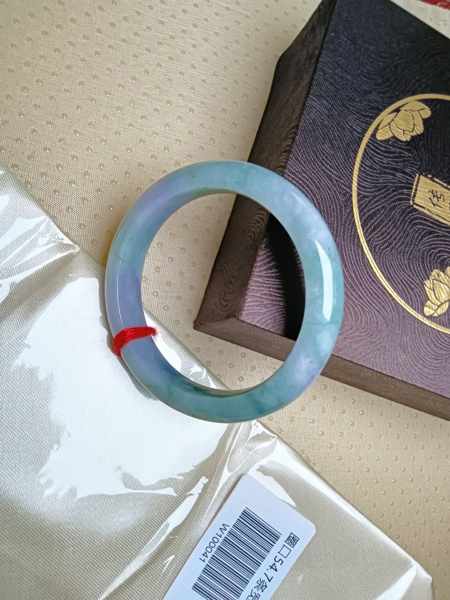 Natural Green mixed Light Lavender Jadeite Bangle (Size:54 - 55mm) - Jadeite Ding